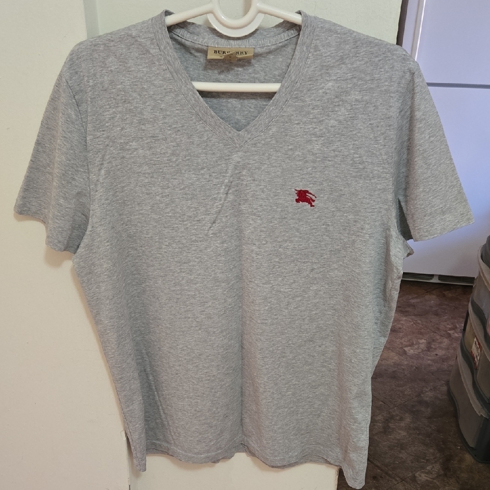 Burberry Gray V-Neck Men's Shirt